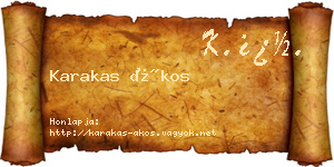 Karakas Ákos névjegykártya